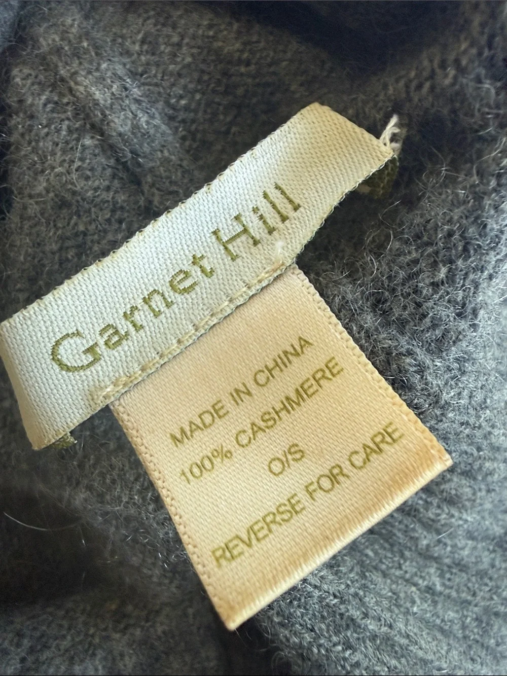 GARNET HILL 100% cashmere ribbed beanie good condition gray